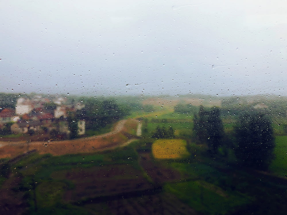 a view of a rural countryside from a window