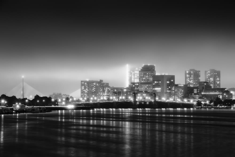 grayscale photography of cityscape