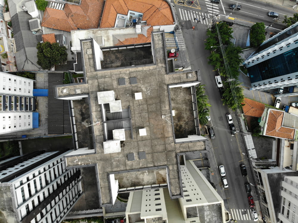 aerial view of high rise buildings