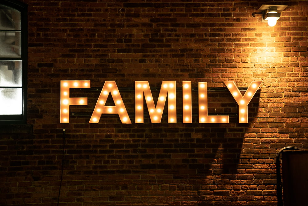 orange family marquee sign