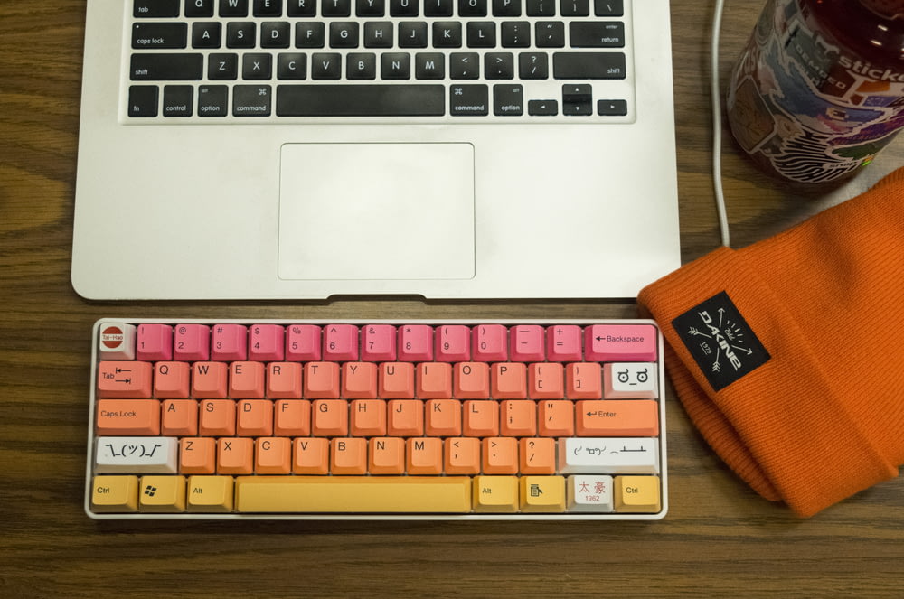 multicolored keyboard front of MacBook Pro