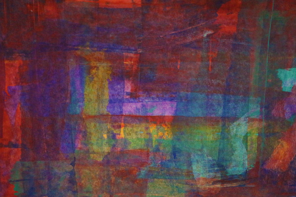 Abstrakte Malerei in Rot, Blau und Grün
