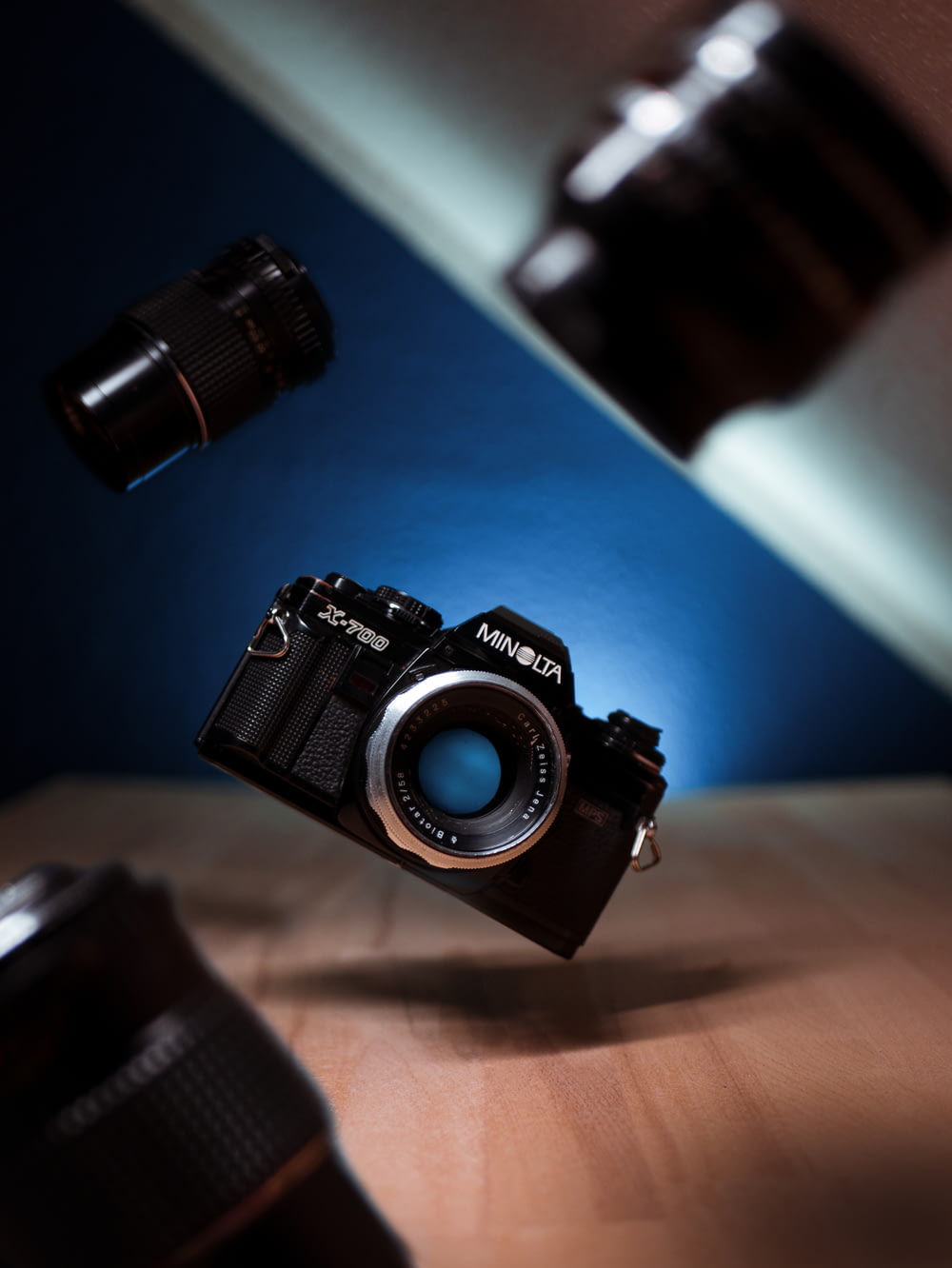 black Minolta bridge camera and lens