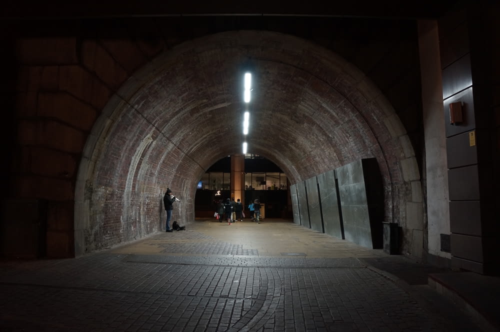 person inside tunnel