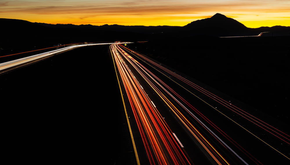 time-lapse photography of road