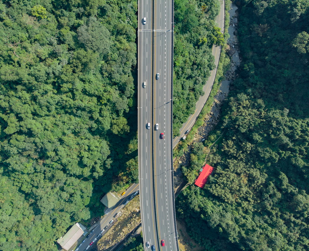 aerial view on highway during daytime