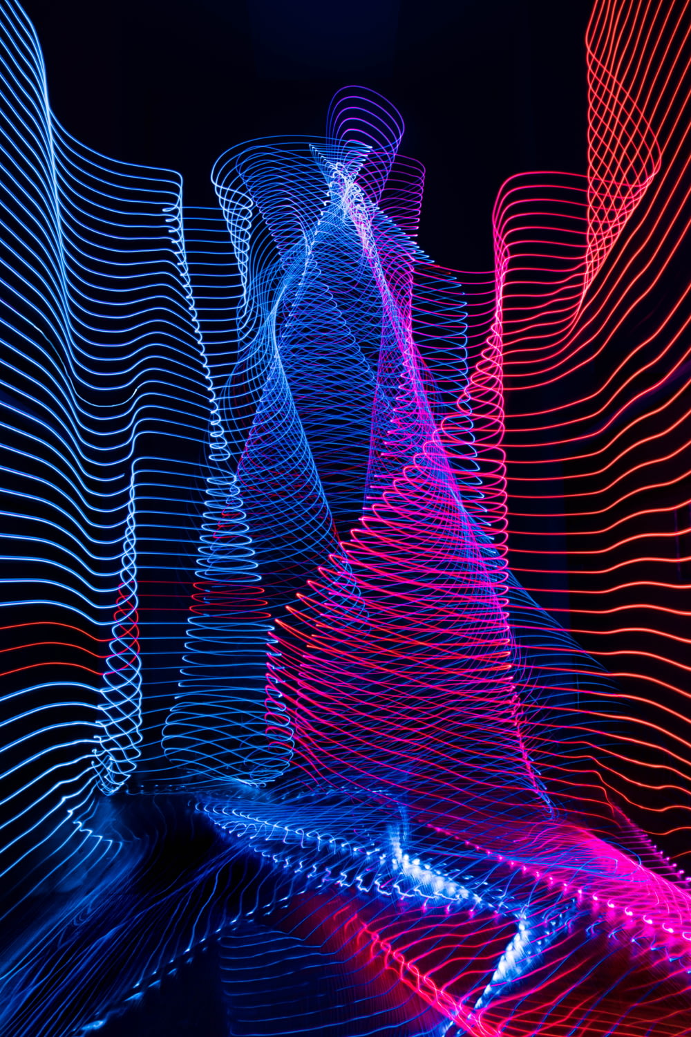 blue, red and pink abstract artwork