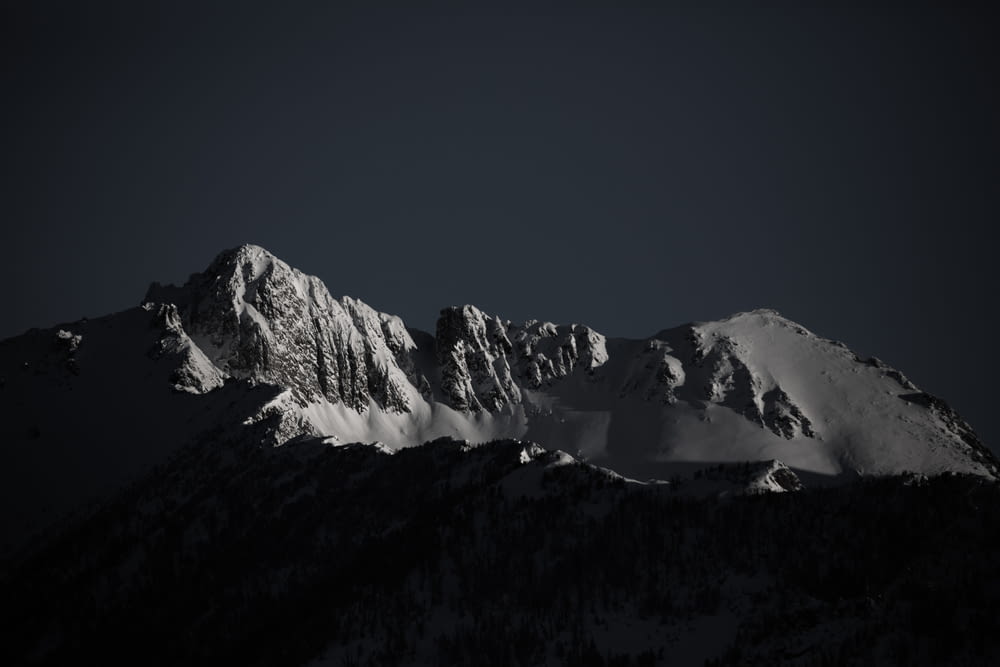 grayscale photography of snow mountain