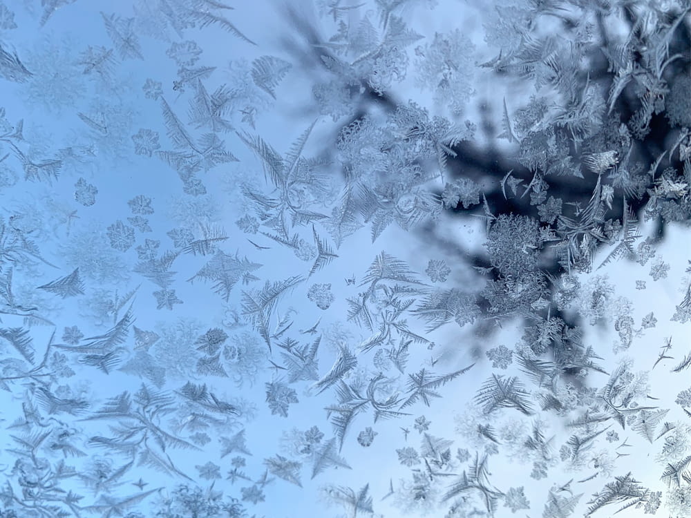 a close up of a frosted glass window