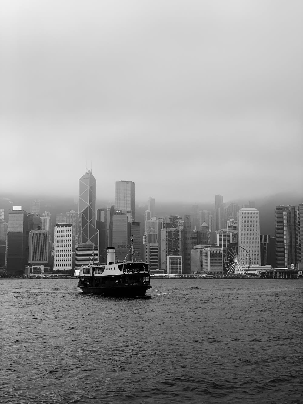 grayscale photography of passenger ship