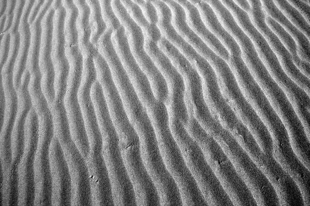 a black and white photo of a sand dune