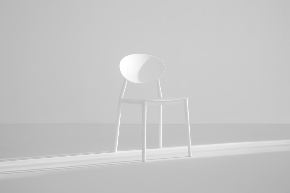 white metal chair