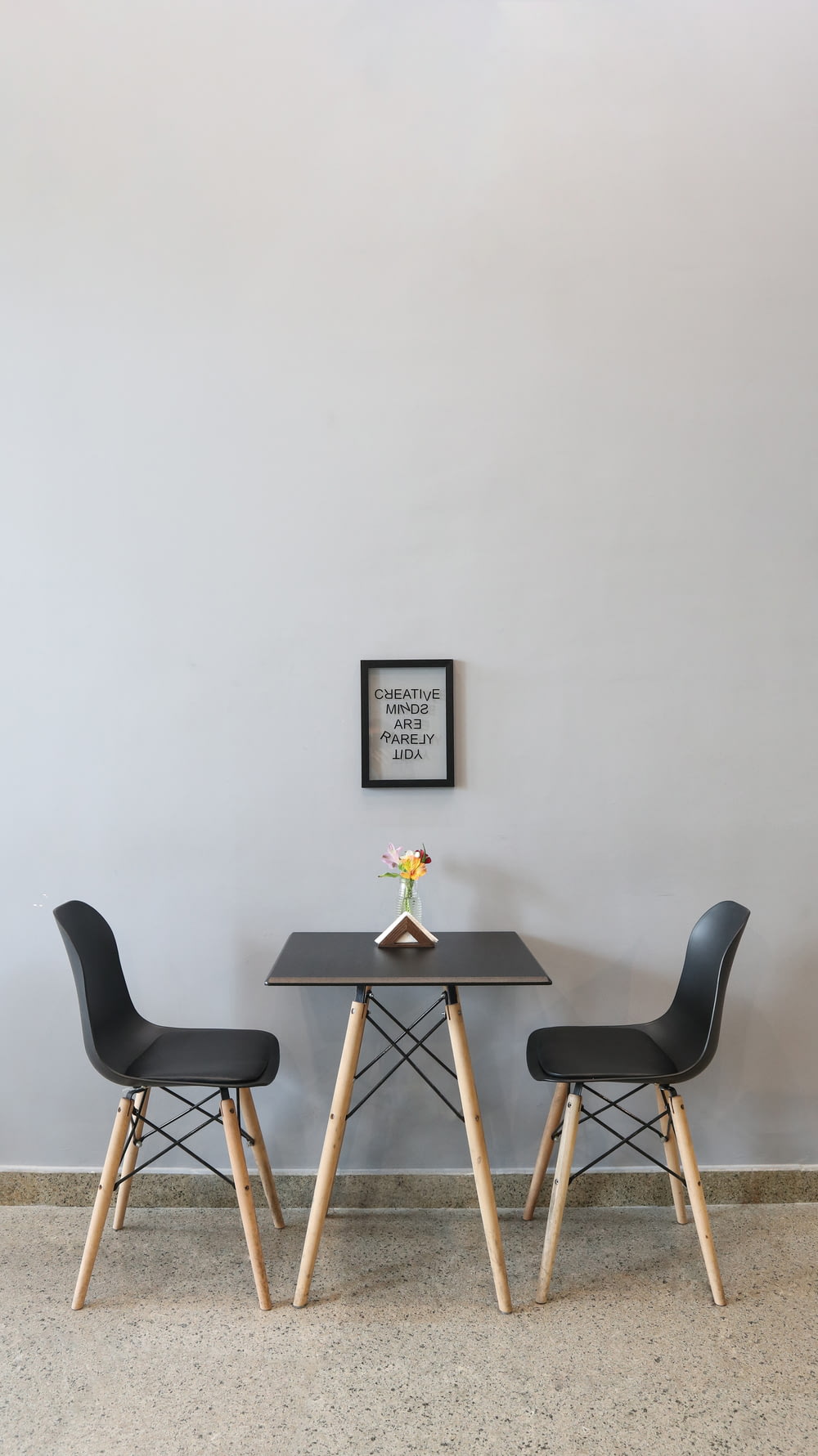 black couple dining set with yellow flower