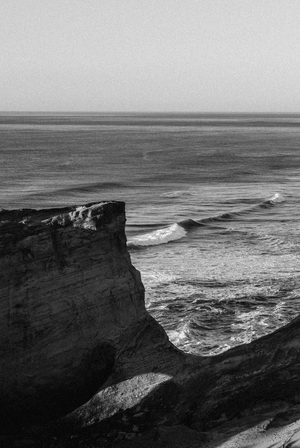beach cliff viewing calm sea