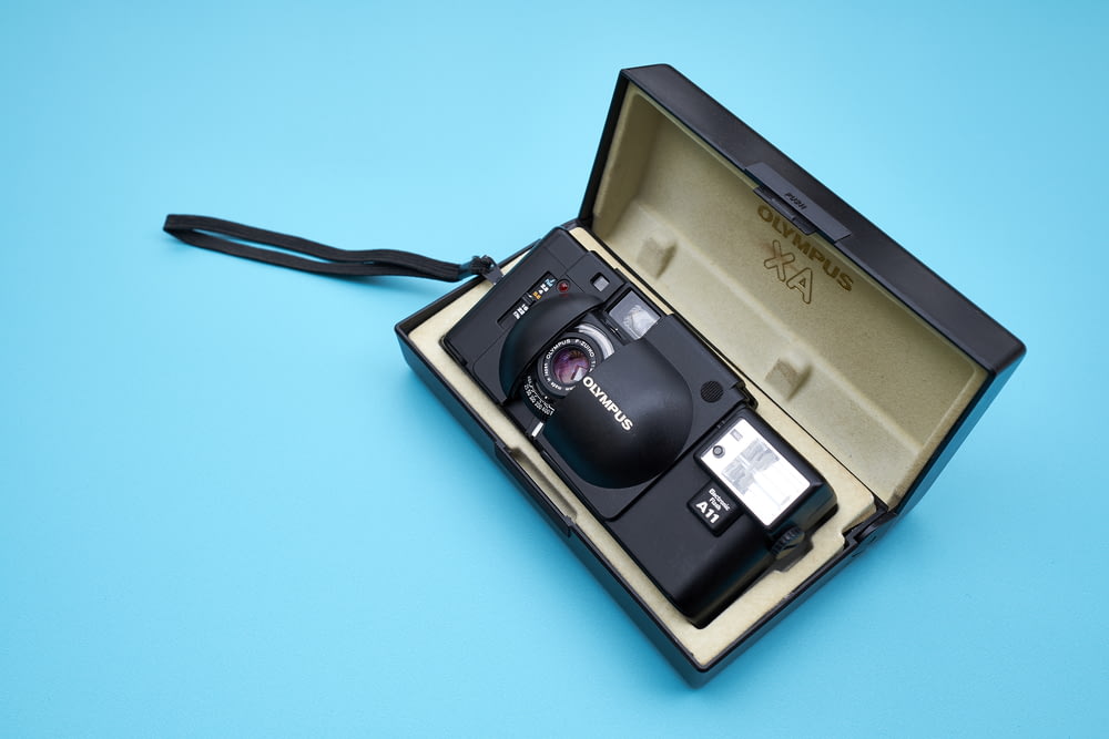 black camera with case