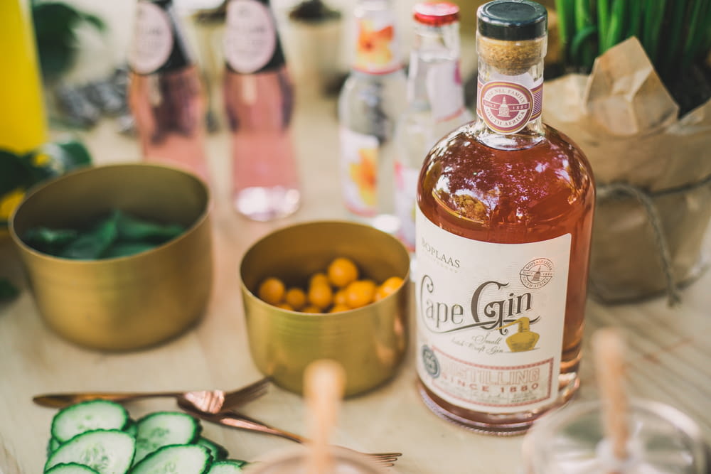 selective focus photography of Cape Gin bottle