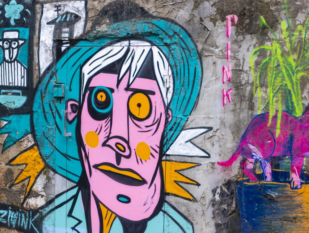 multicolored man graffiti art