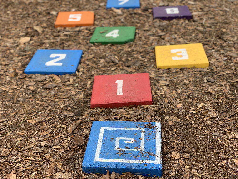 colorful number blocks on ground