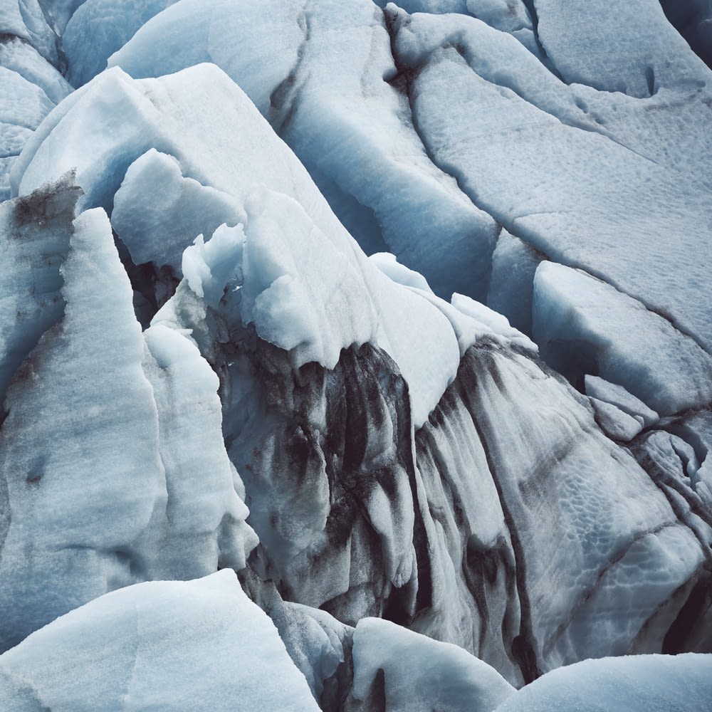 white ice covering rock