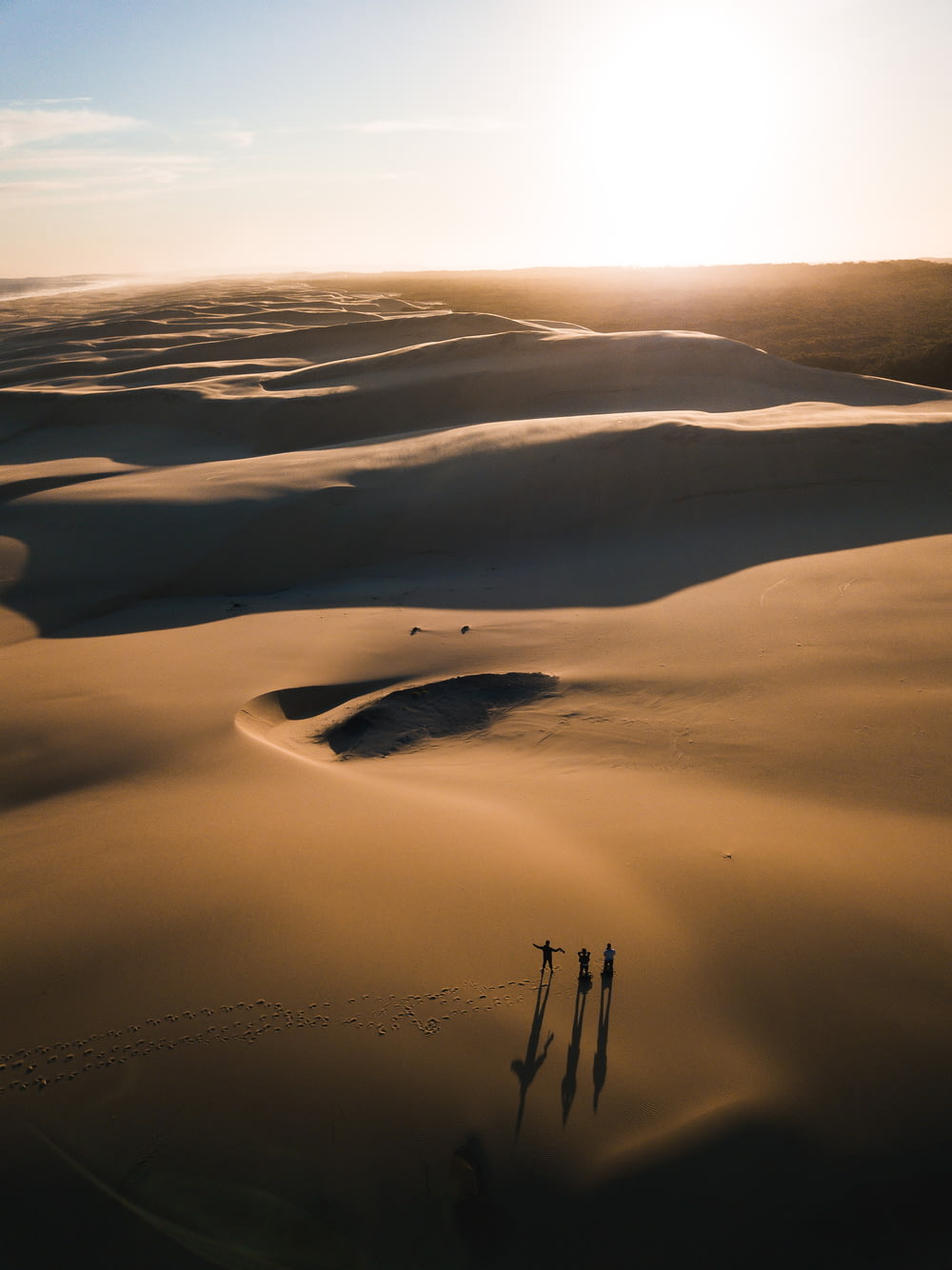 Fotografía a ojo de pájaro de personas en el desierto