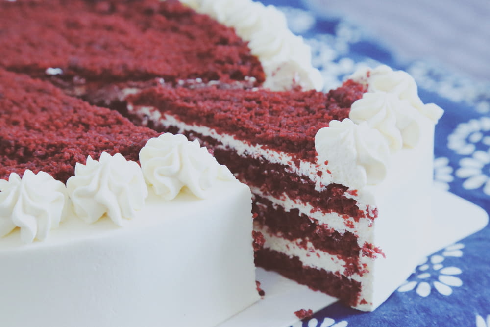 sliced red velvet cake