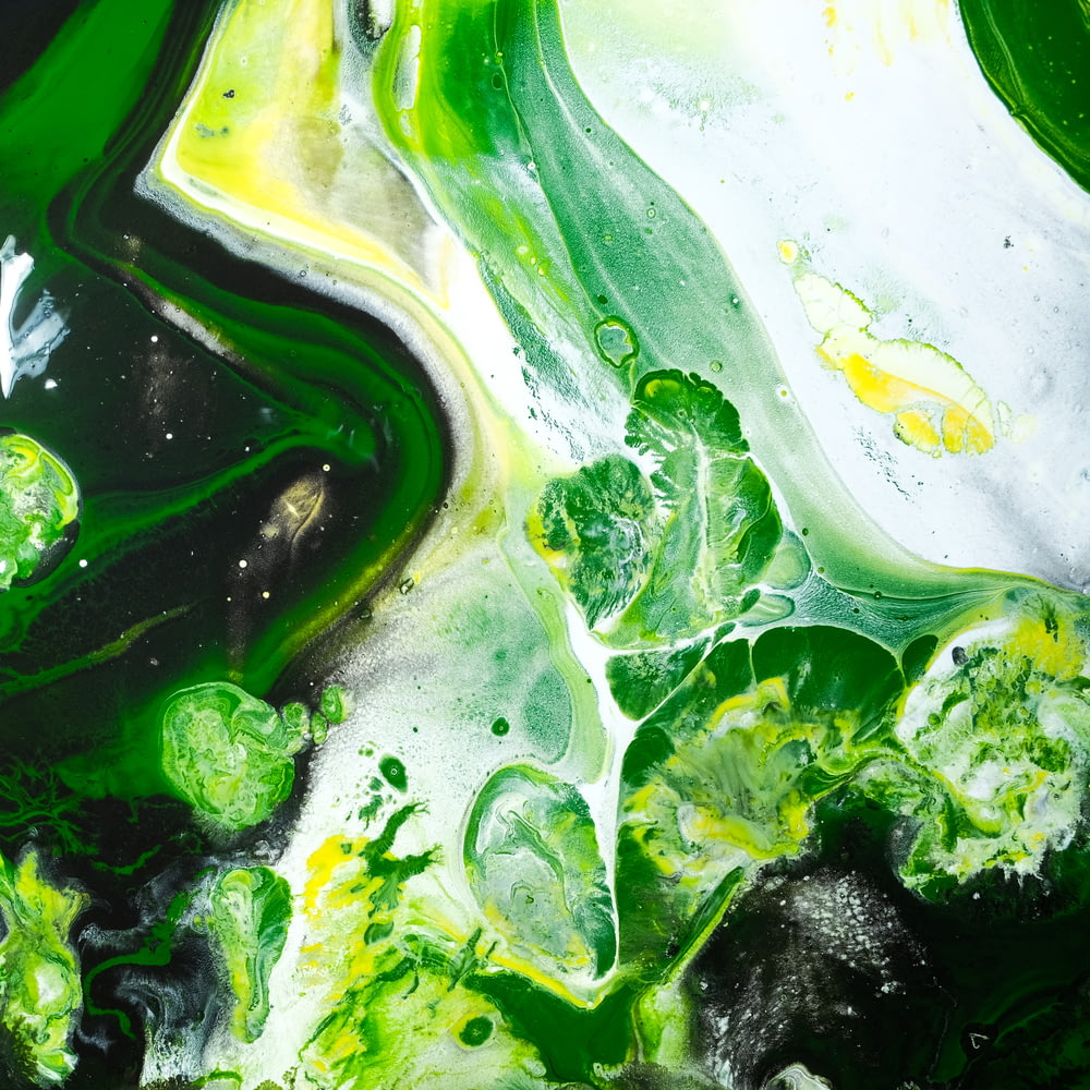 green and white liquid