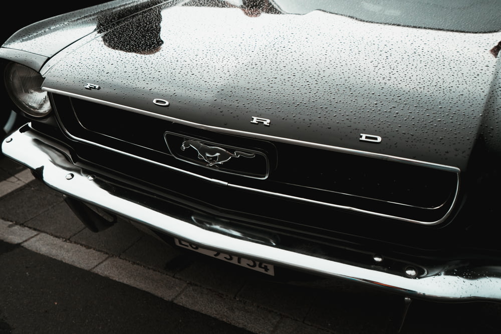 black Ford Mustang car
