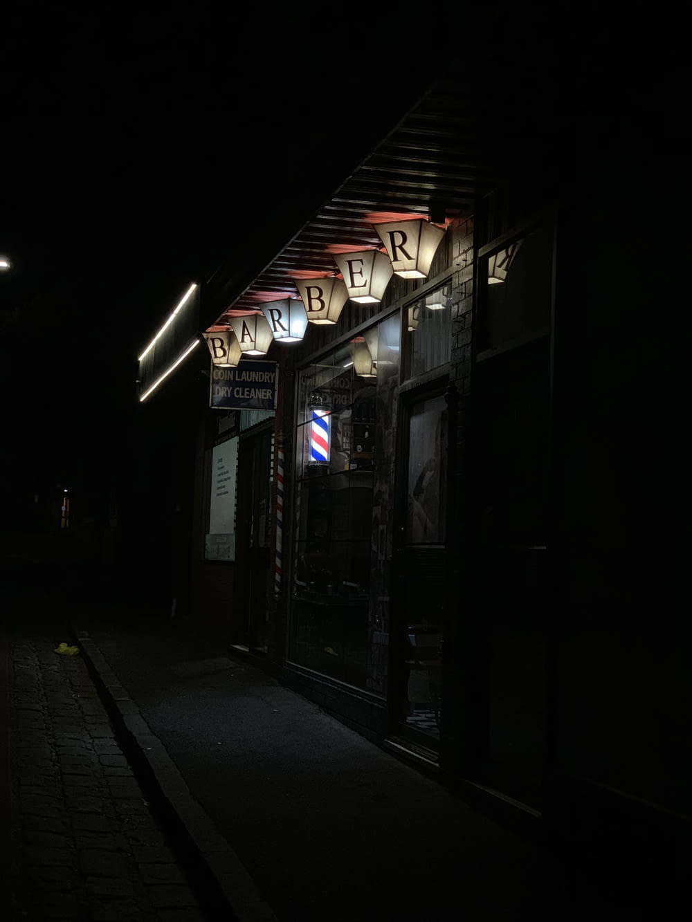 barber shop during night time