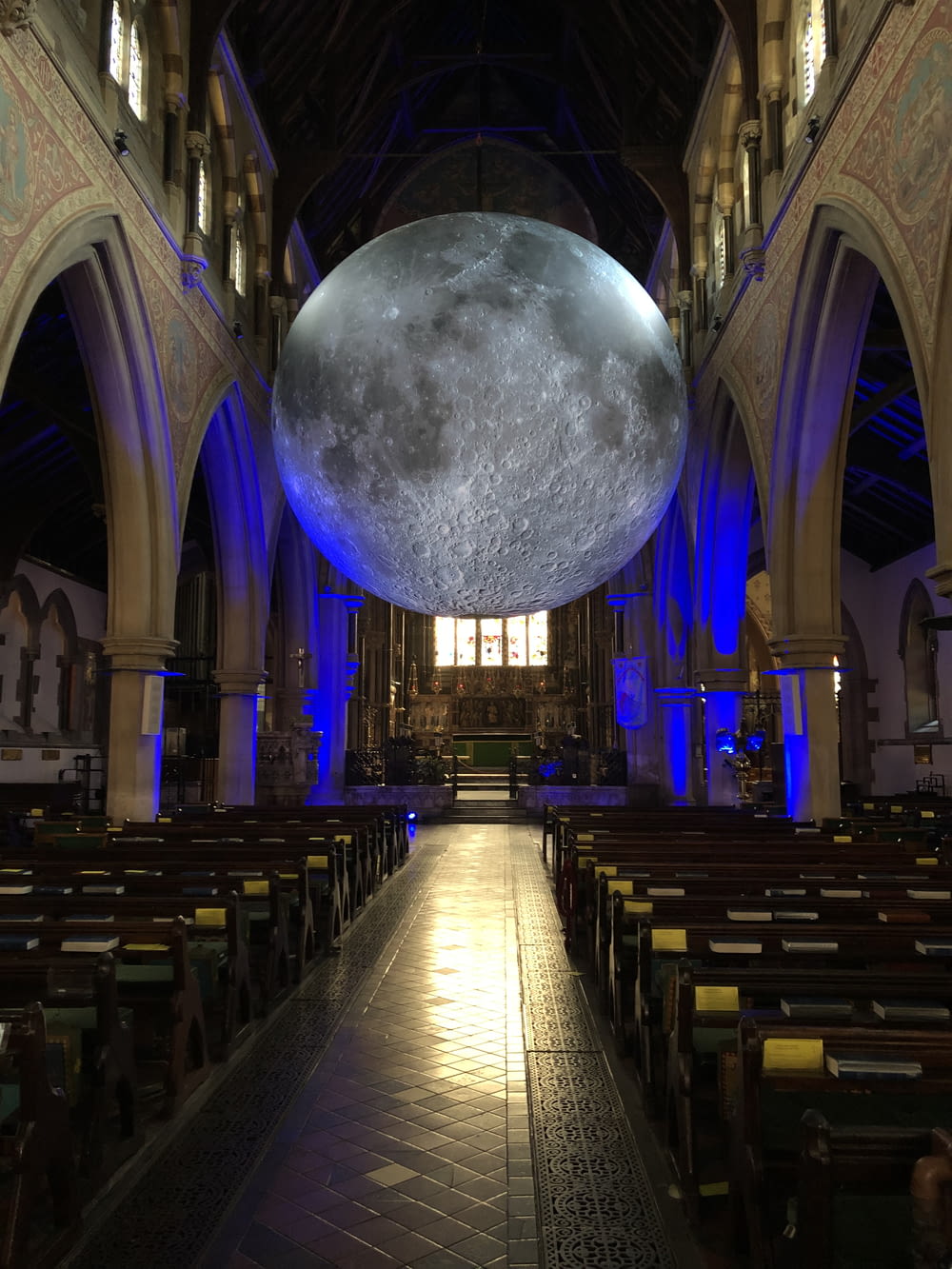 moon model inside a church