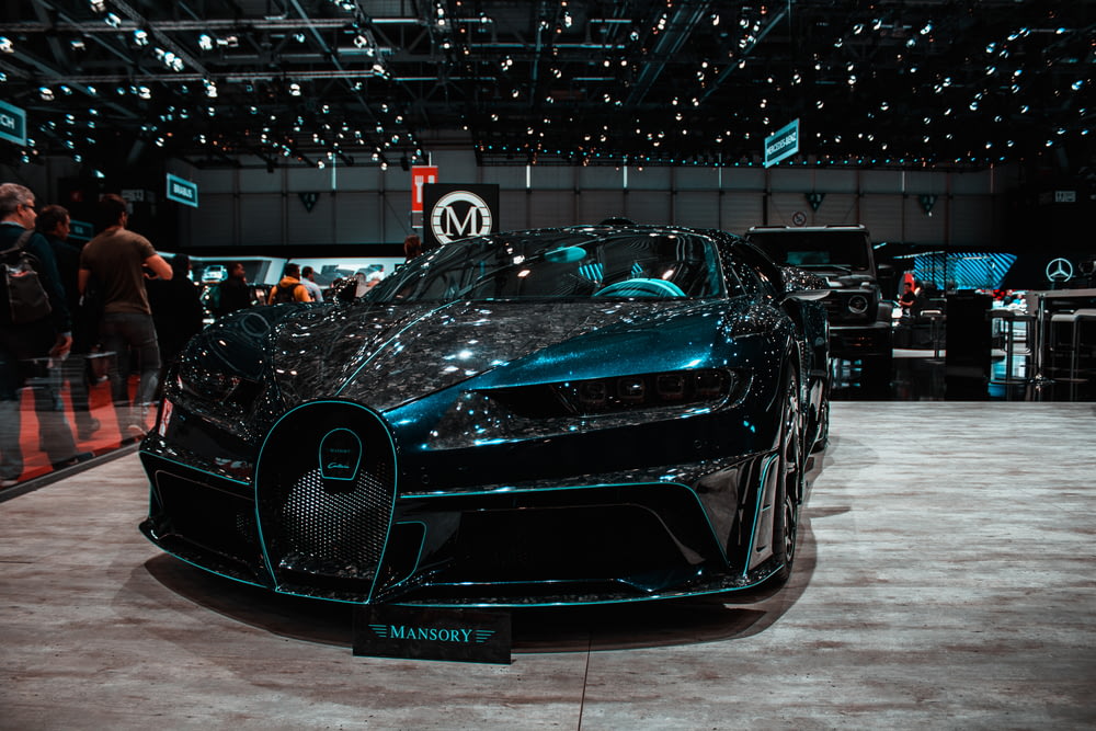 parked black Bugatti car