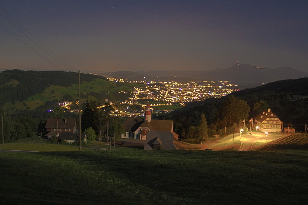 view of valley during night