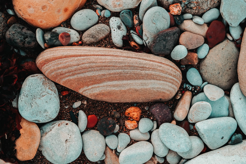 assorted-color rocks on ground