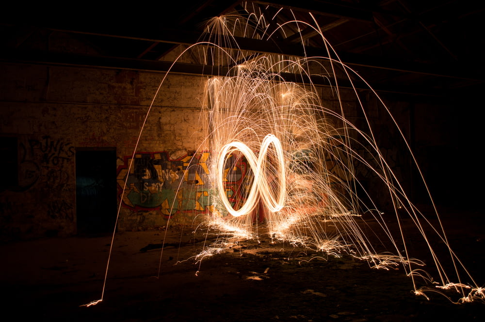 steel wool photography of during nighttime