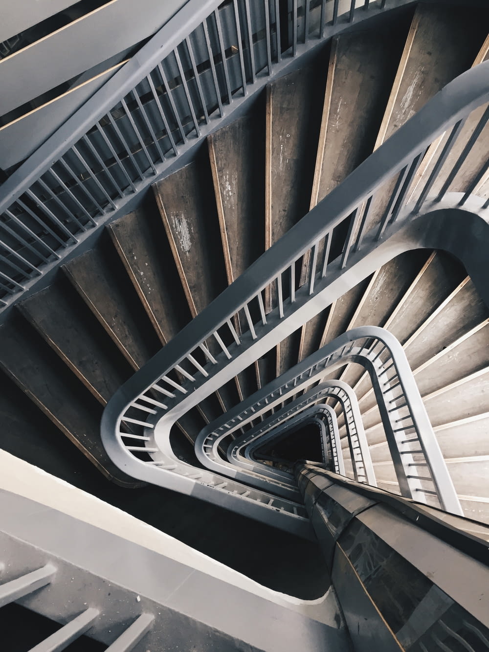 architectural photography of gray stair