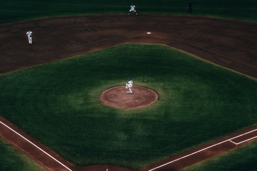 baseball field close-up photography