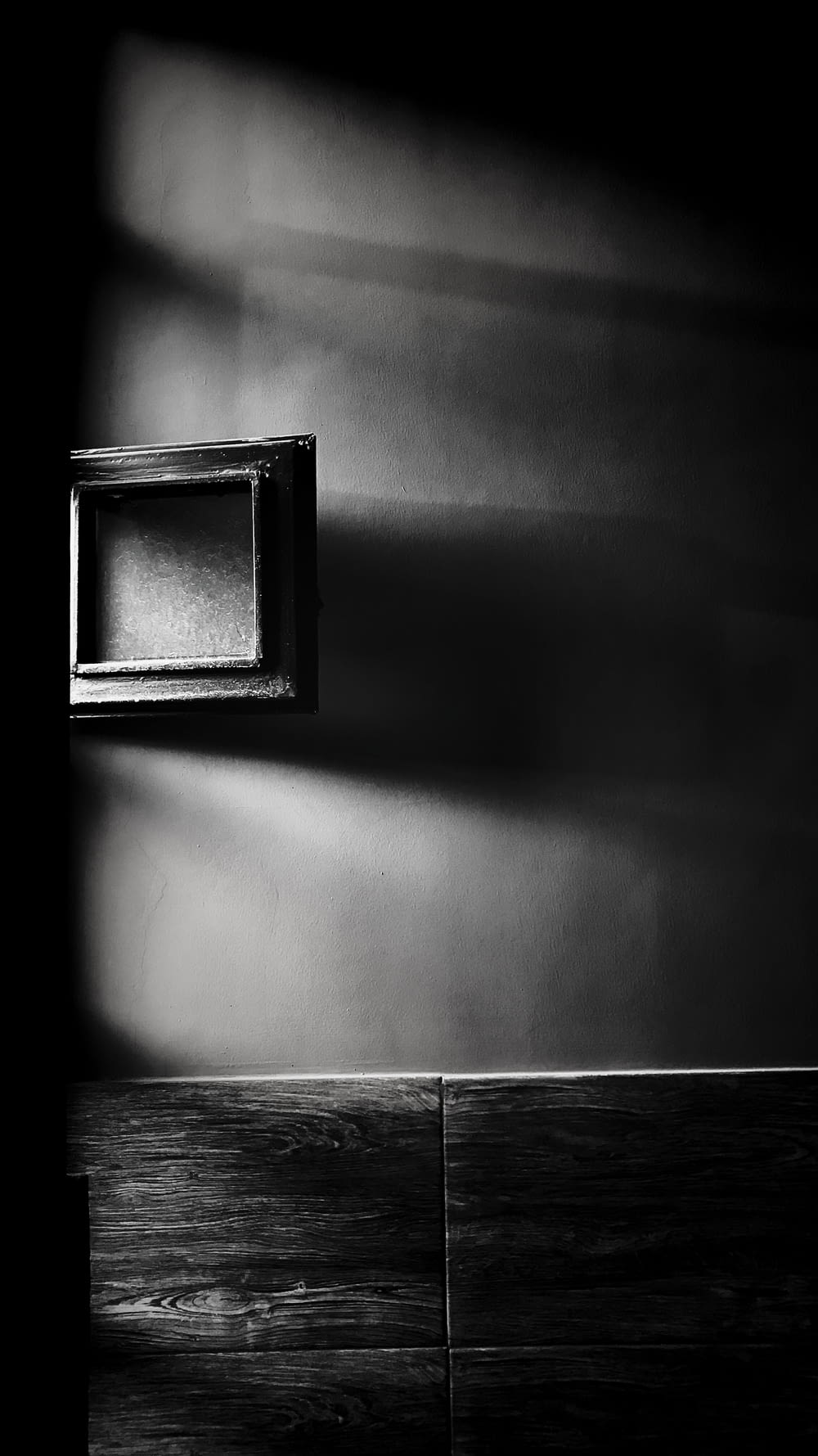 grayscale photography of window