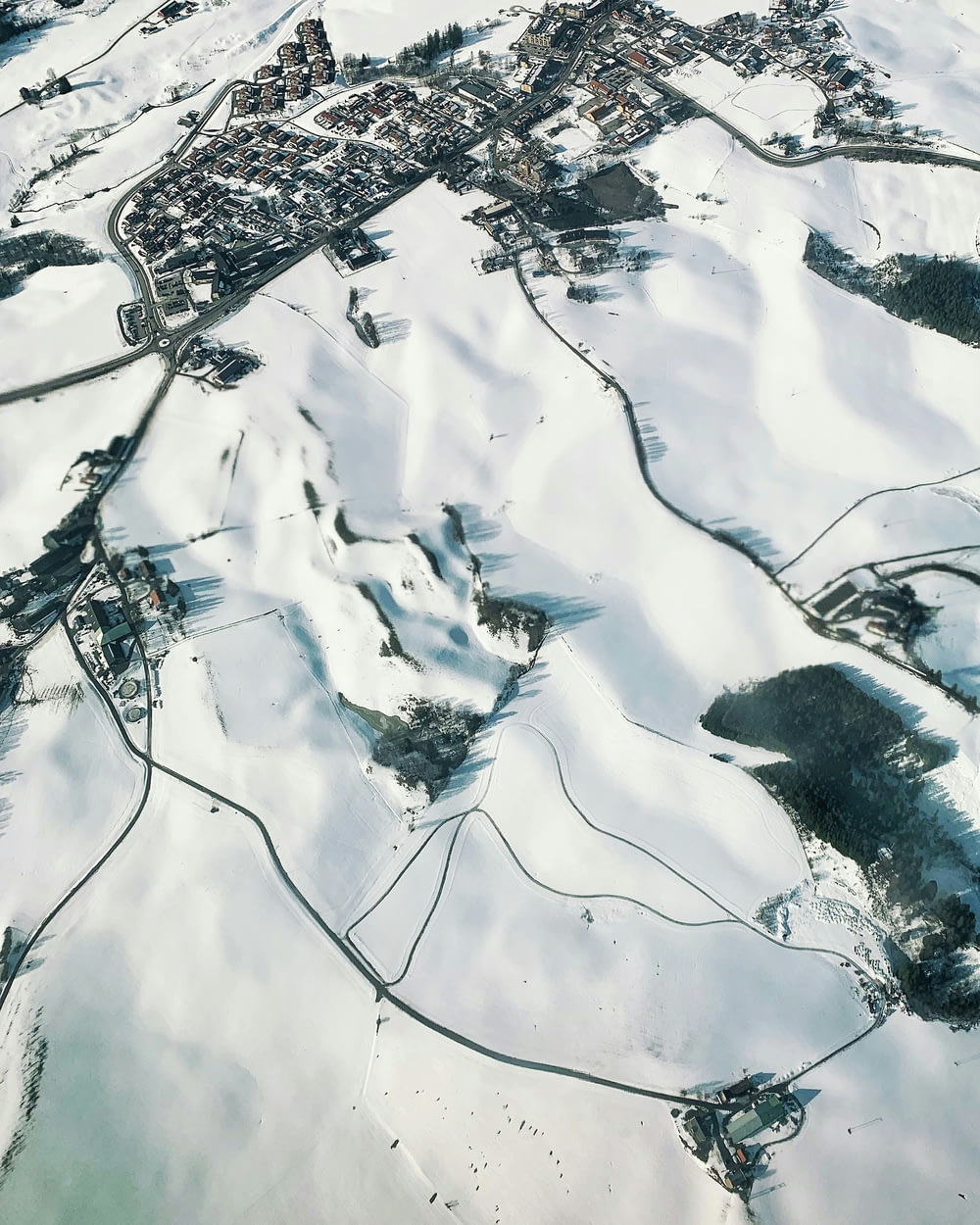 aerial photo of snowy field