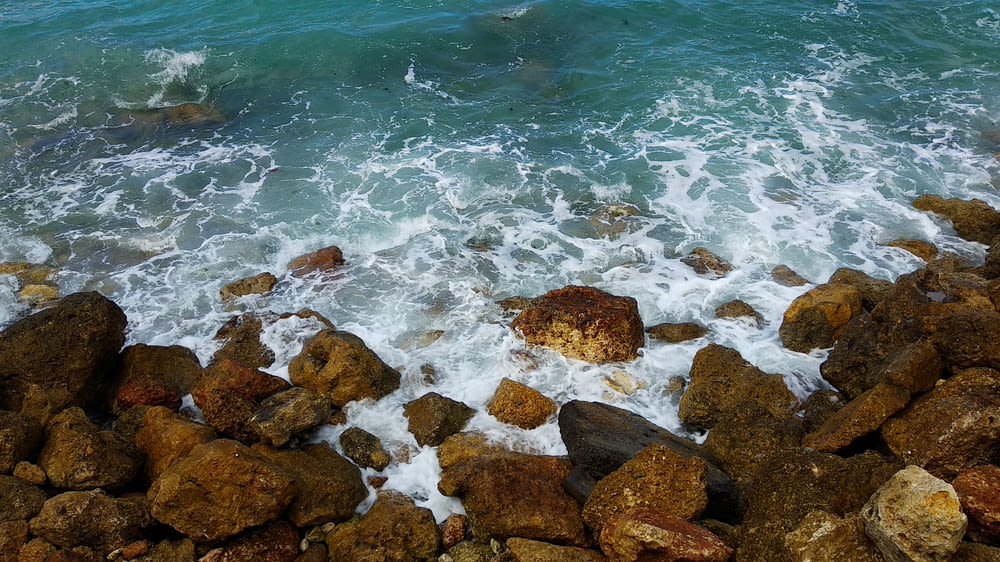 rock boulders on seashore