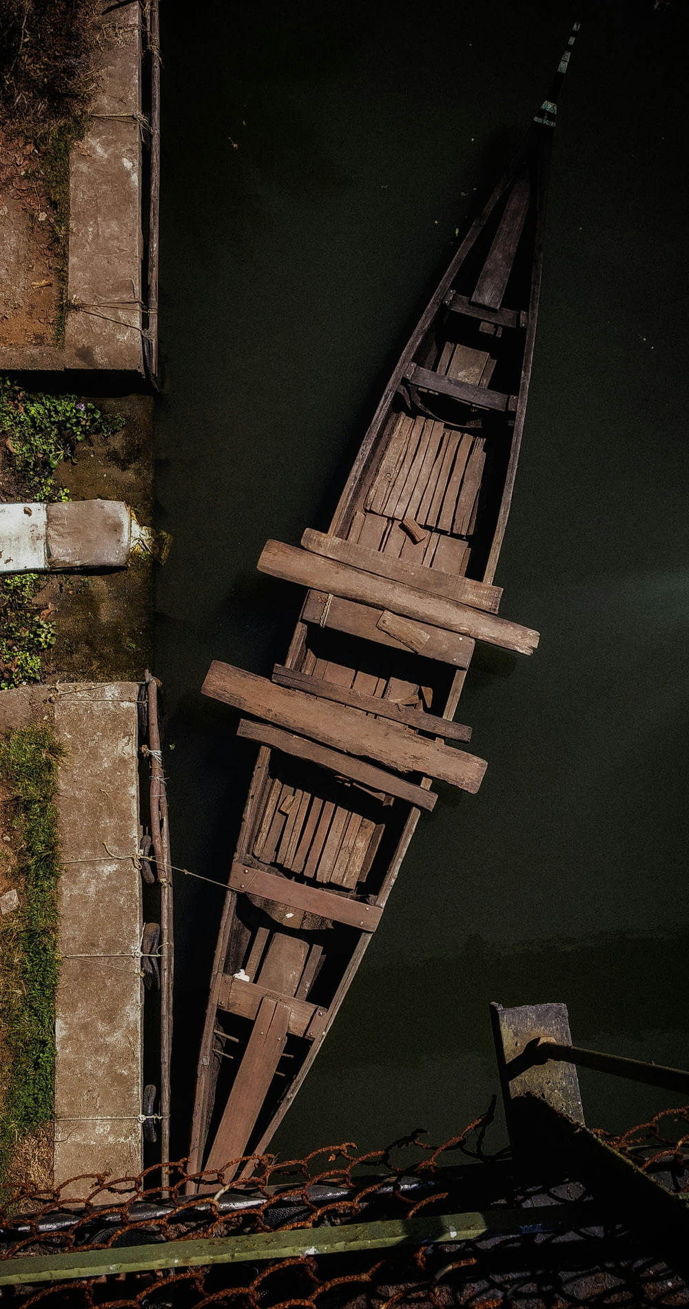 aerial photography of brown boat