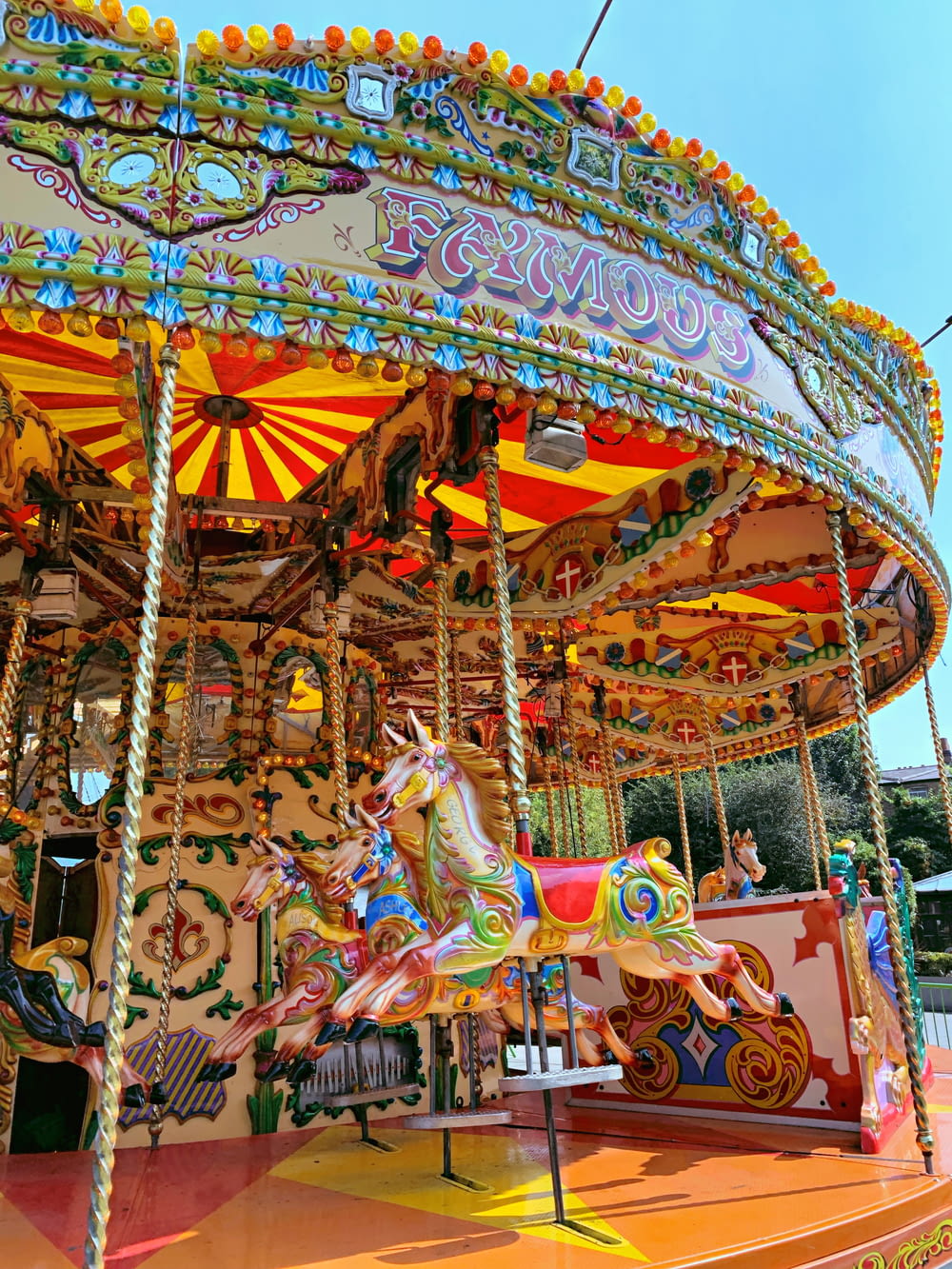 a merry go round at a carnival park