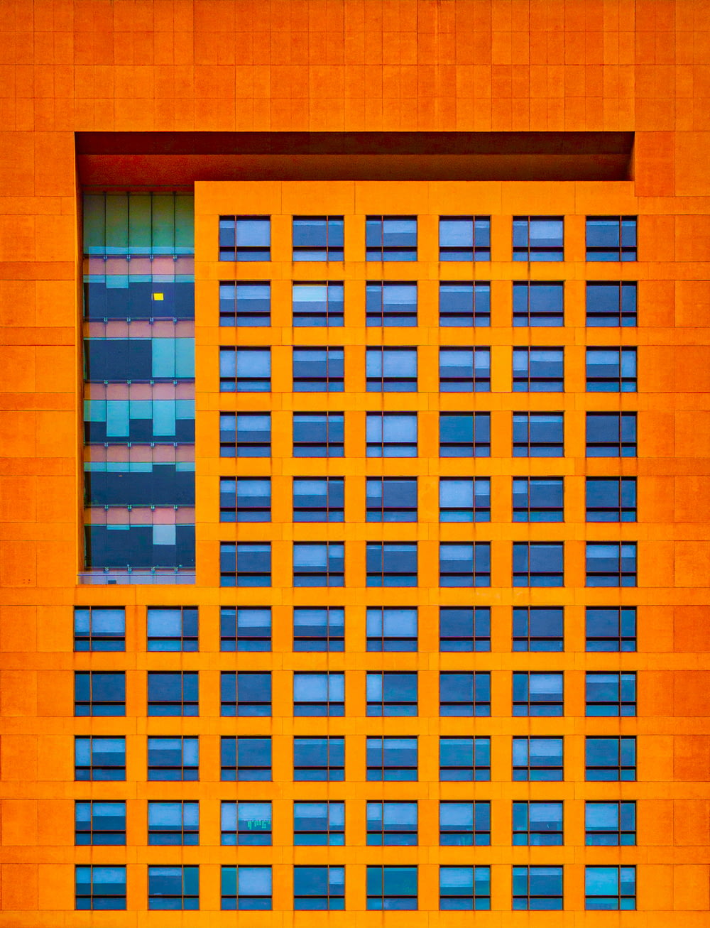 blue and orange building