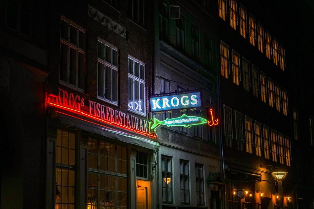 blue Krogs neon signage