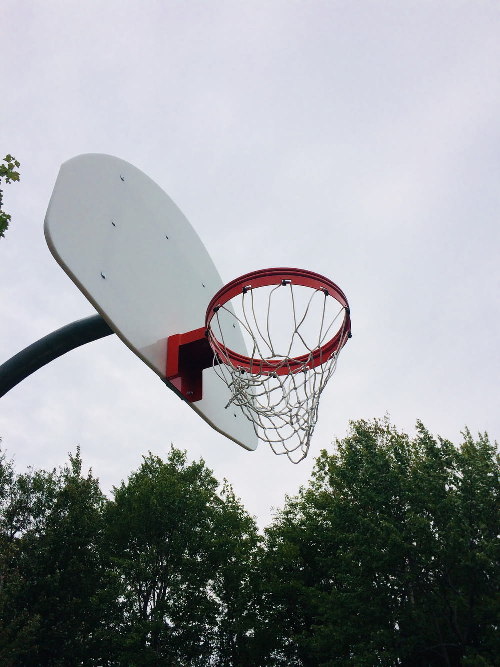 low angle photo of basketball system