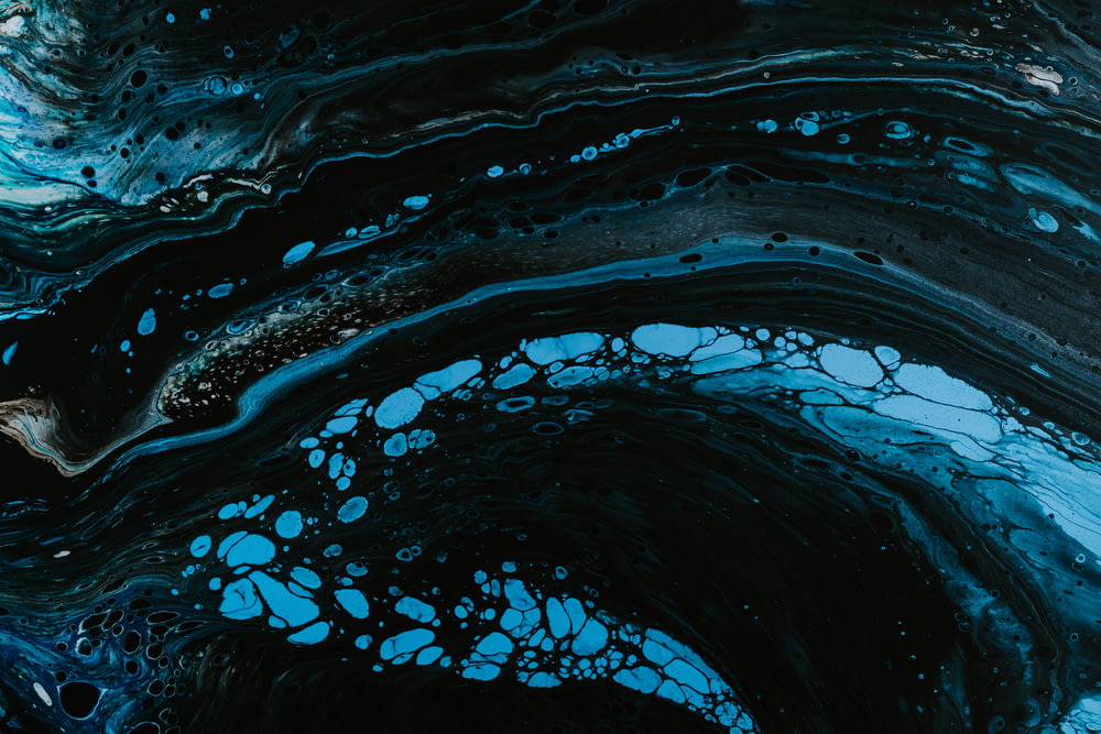 a black and blue abstract painting