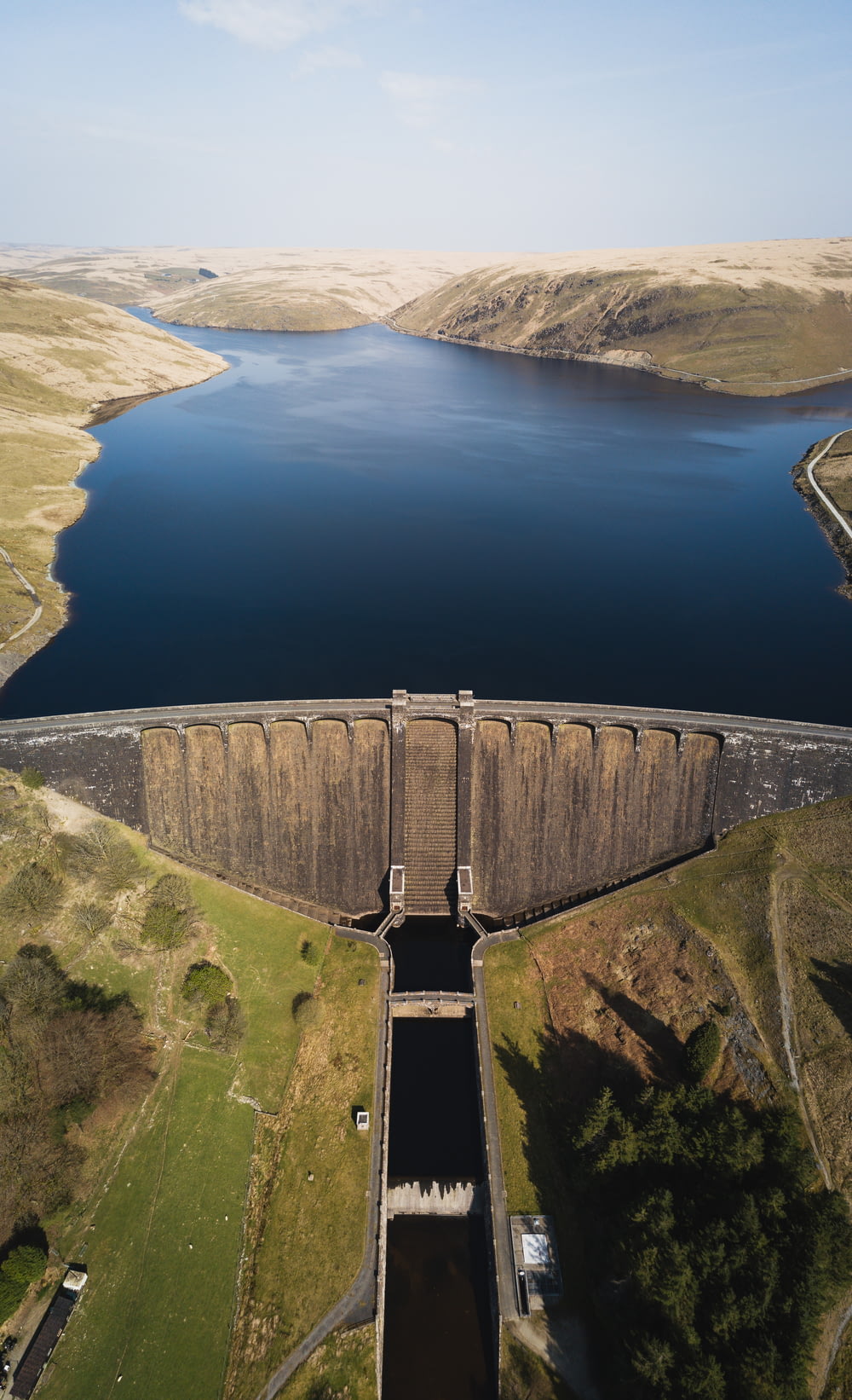 aerial photo of dam during daytime
