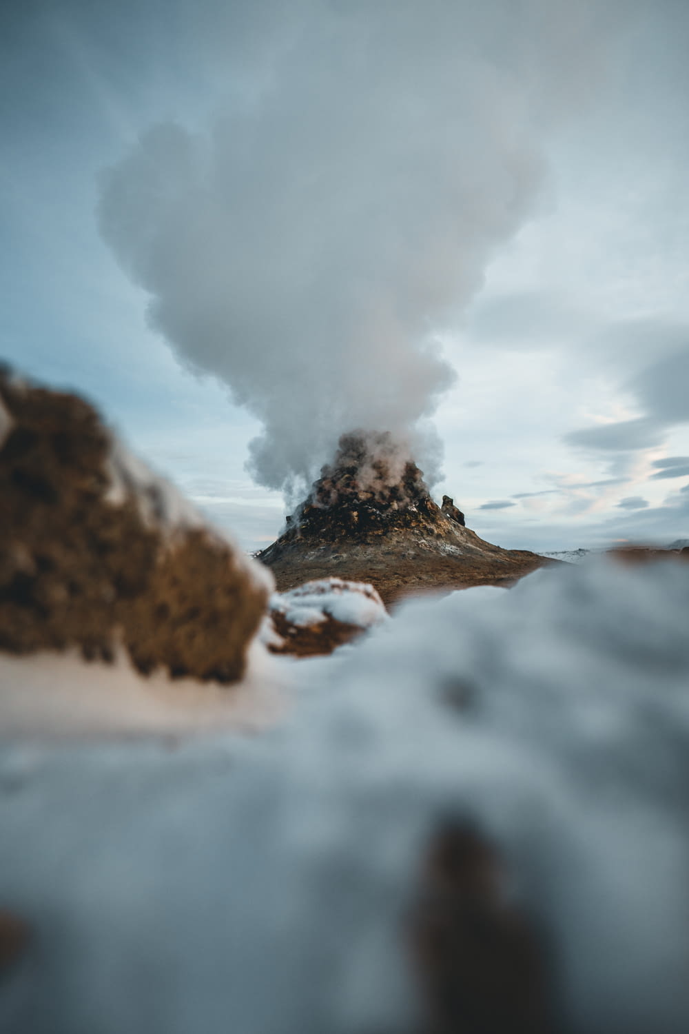 smoke coming out of a volcano