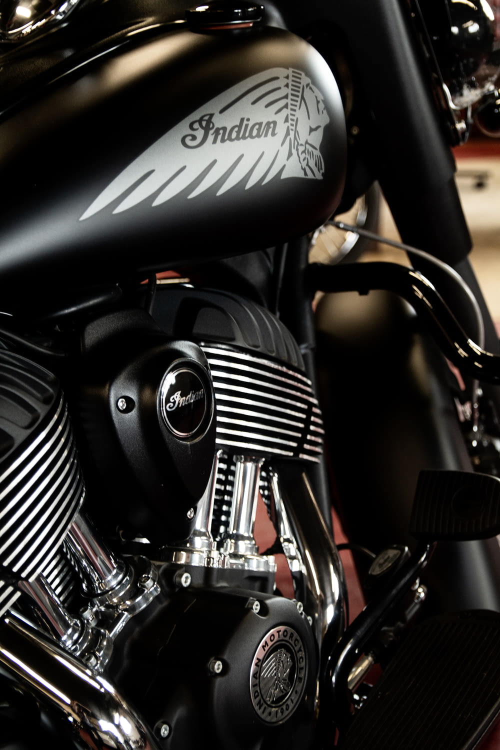 black Indian Motorcycle engine