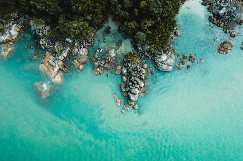 aerial photography of blue beach