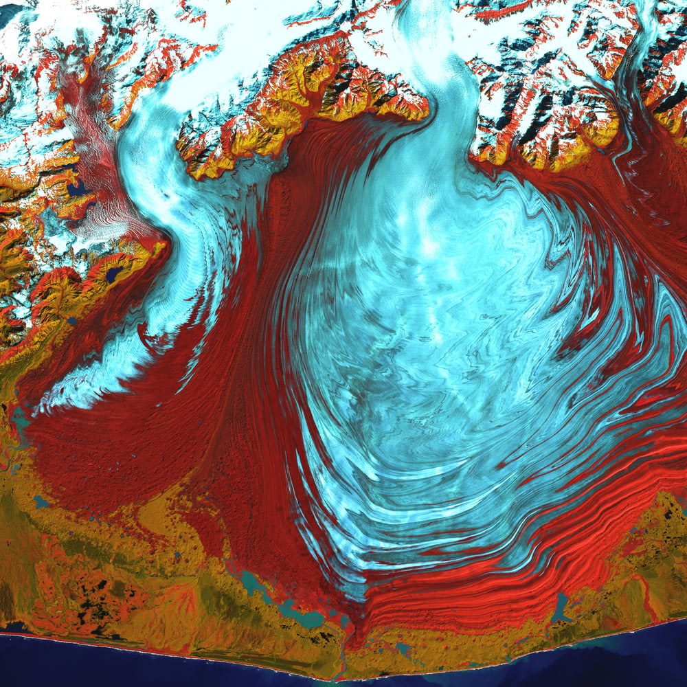 aerial photography of glacier in Alaska