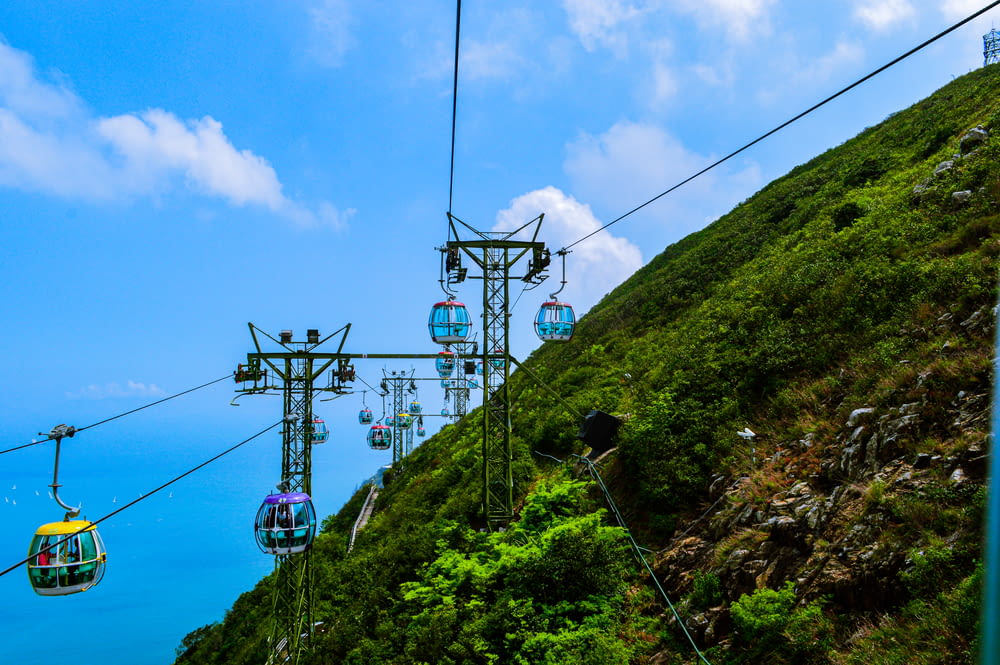 blue and black cable car